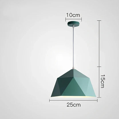 Colourful geometric iron hanging lamp, 46cm diameter, adjustable to 2m height in black or white for home lighting
