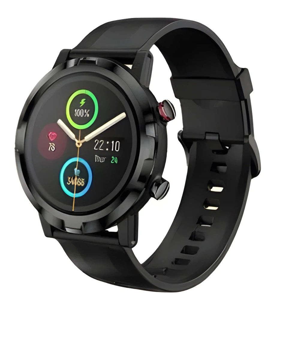 Haylou Solar LS05S black smart sports watch with 1.28-inch display and silicone strap