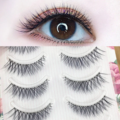 Soft false eyelashes with transparent stems measuring 1cm to 1.5cm length for natural enhancement