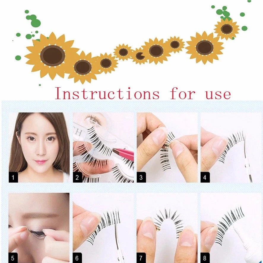 Soft false eyelashes with transparent stems measuring 1cm to 1.5cm length for natural enhancement
