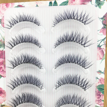 Soft false eyelashes with transparent stems measuring 1cm to 1.5cm length for natural enhancement