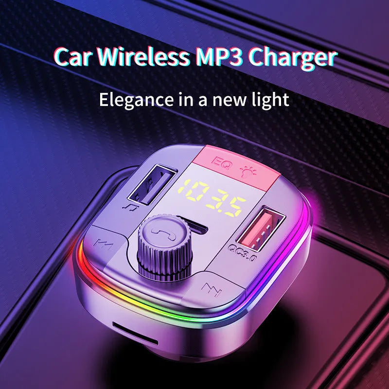 Black car MP3 player and fast charger with LED light for cigarette lighter socket