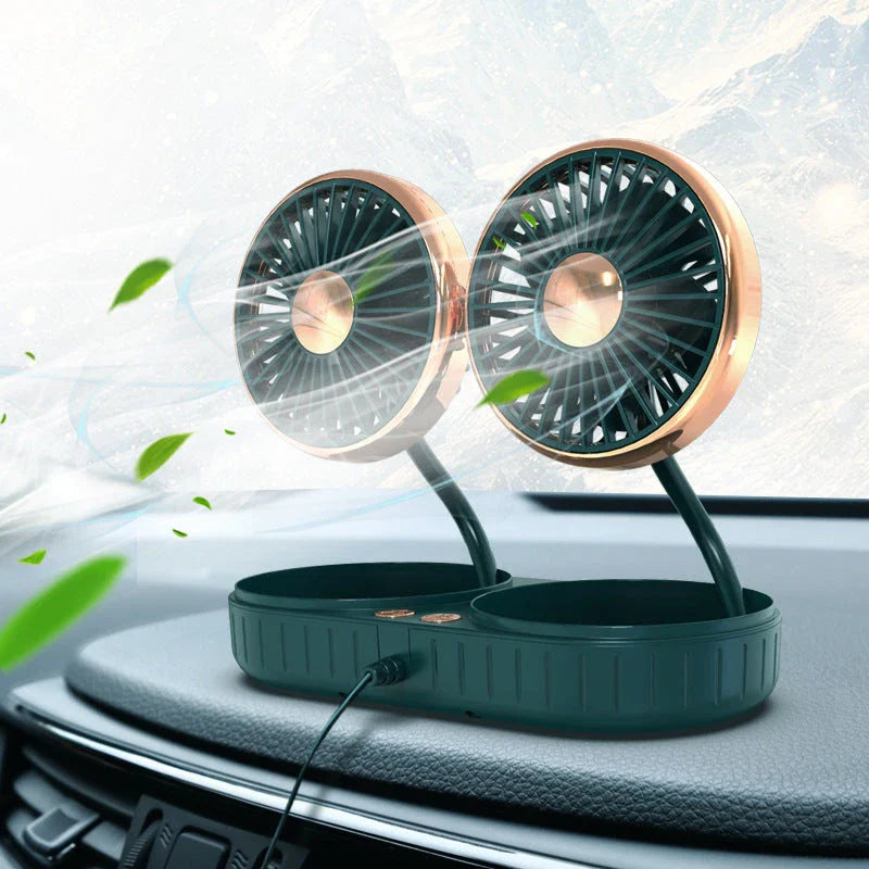 Versatile USB-powered car fan with multi-angle rotation and adjustable wind speeds for a refreshing driving experience