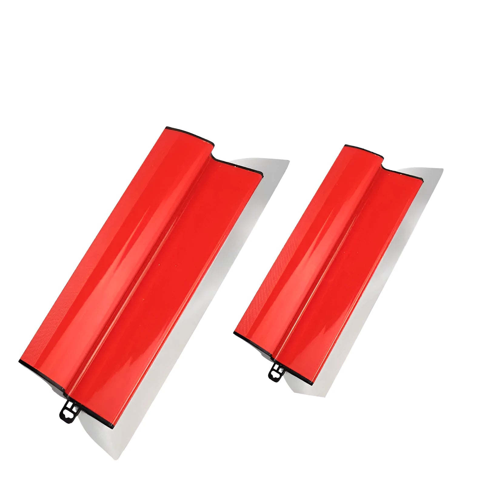 Red leveling scraper tool with 40 cm length and stainless steel blade for wall putty smoothing