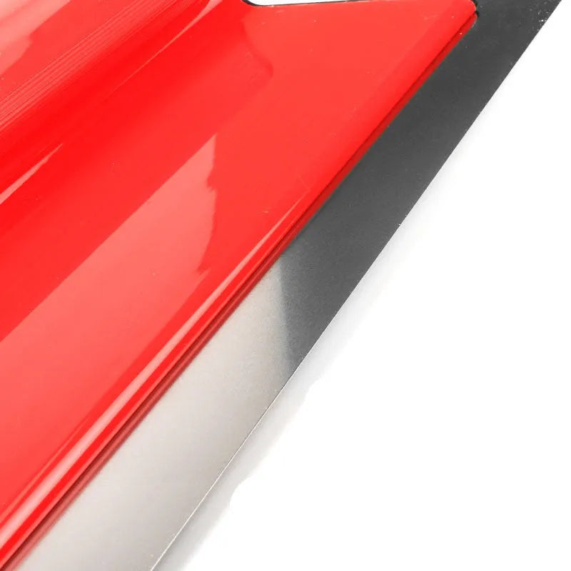 Red leveling scraper tool with 40 cm length and stainless steel blade for wall putty smoothing