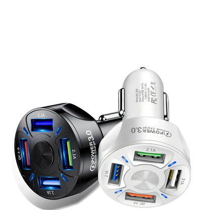 Black 45W mini USB car charger, 70x40mm size, for phone fast charging in vehicle socket