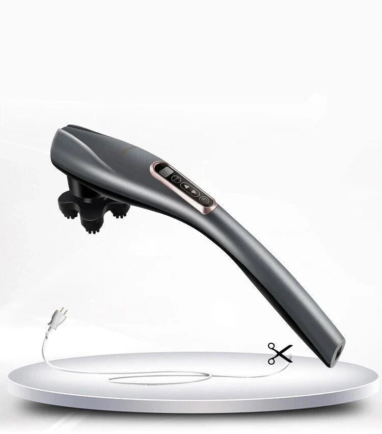 Electric handheld massager with 6 kneading heads for full body therapy