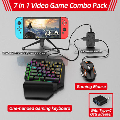 Versatile gaming adapter with keyboard and mouse support for PS4, Xbox, and Nintendo Switch consoles