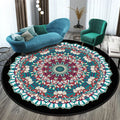 Round polyester floor rug with national style pattern in multiple colour options
