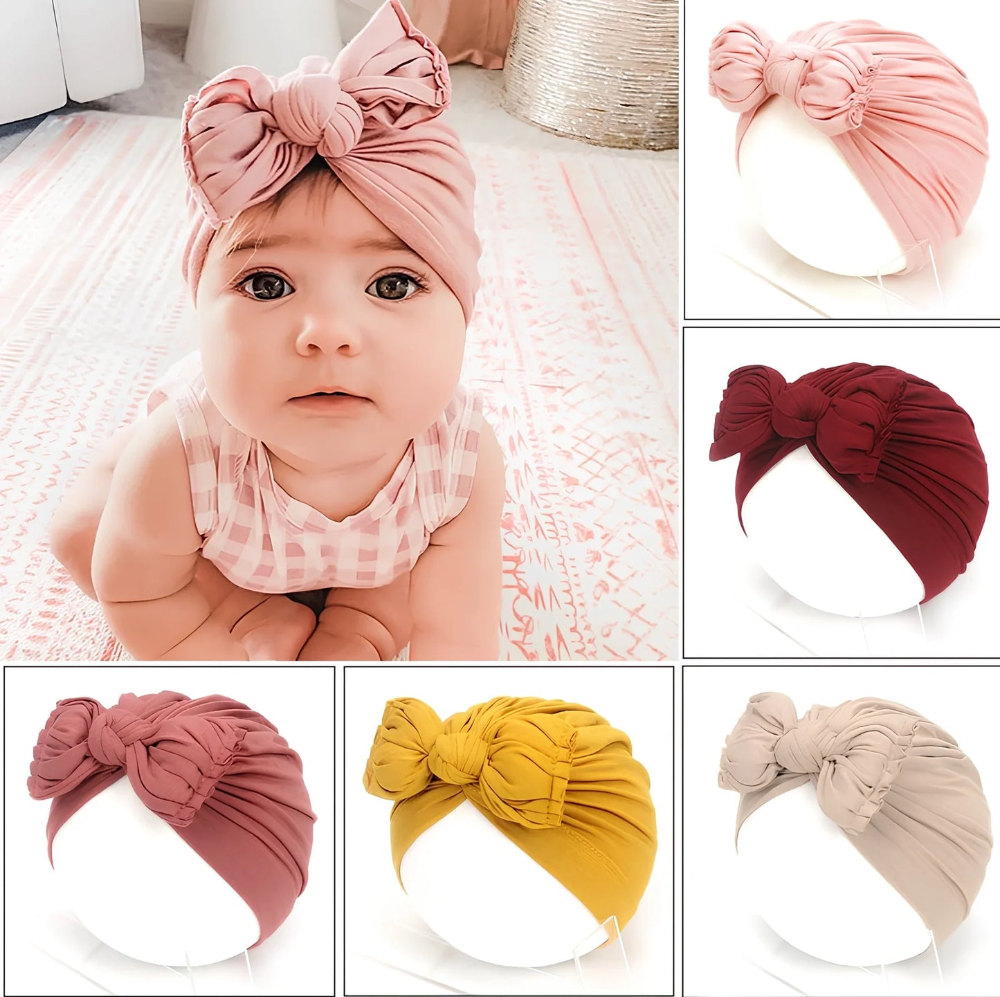 Soft knitted acrylic baby hat in various colours with stretch fit for infants 0-28 months