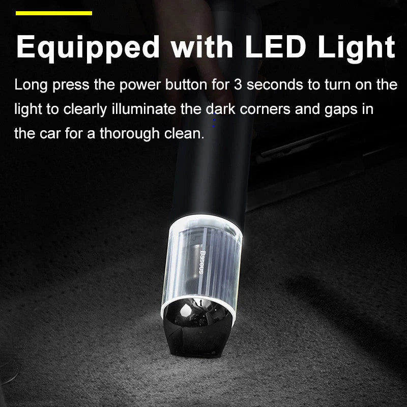 High-power wireless charging small car vacuum cleaner in silver and black