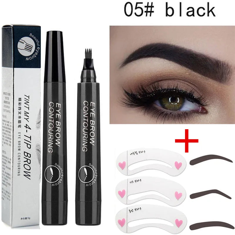 Four forked liquid eyebrow pencil in black with long-lasting, not easy to take off formula