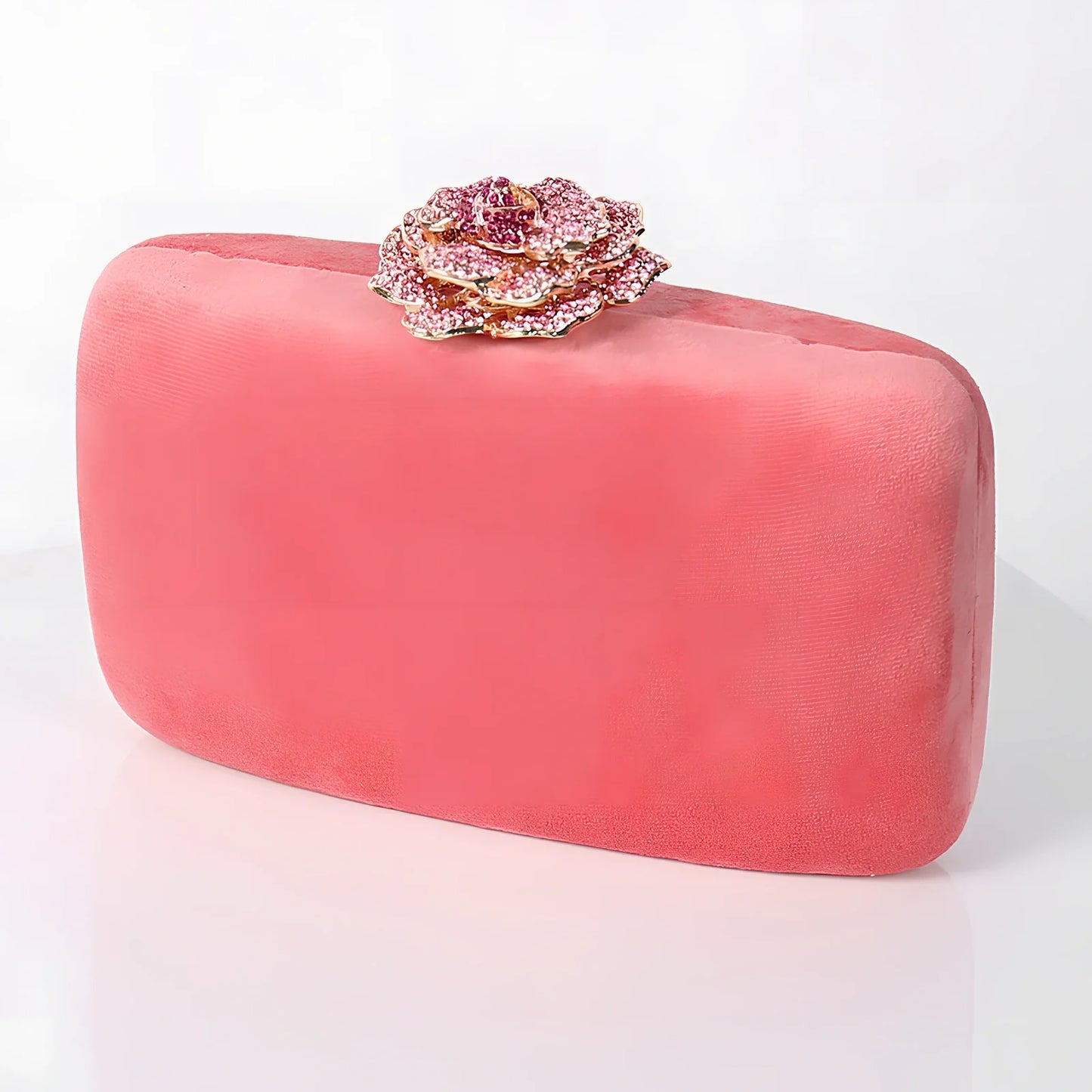 Suede diamond evening clutch bag in black with 17.5cm width, chain strap, and compact 13.8x5cm design for parties