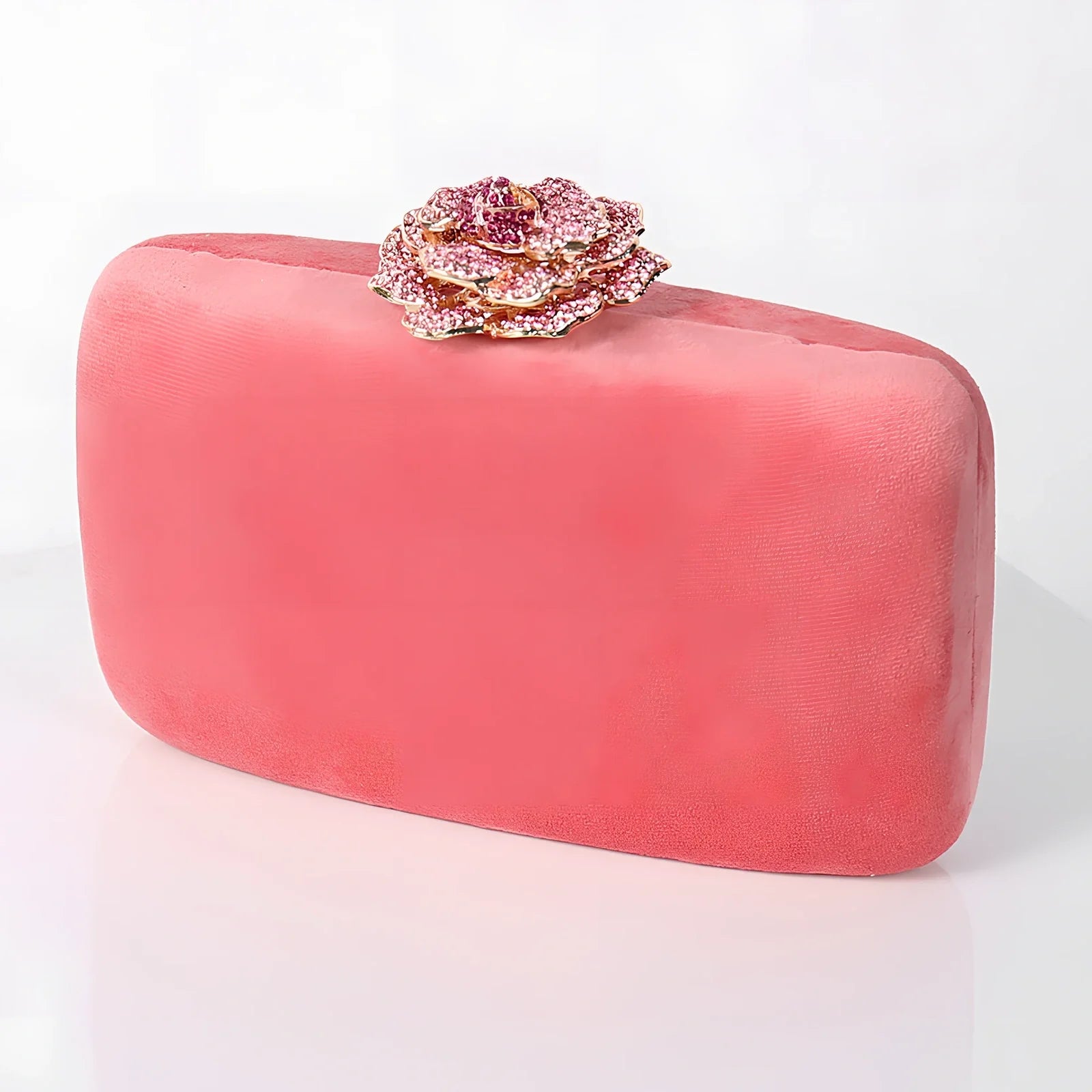 Suede diamond evening clutch bag in black with 17.5cm width, chain strap, and compact 13.8x5cm design for parties