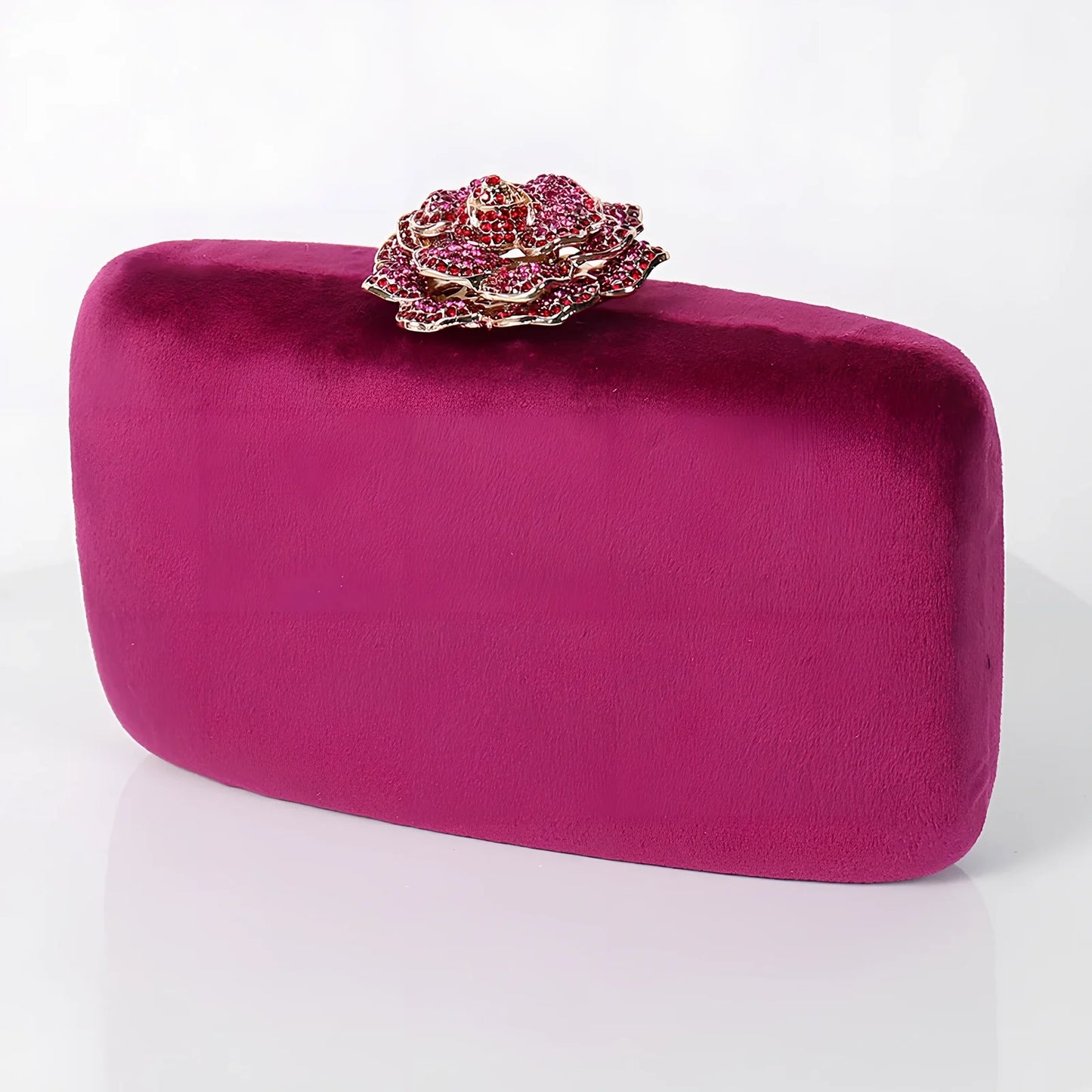 Suede diamond evening clutch bag in black with 17.5cm width, chain strap, and compact 13.8x5cm design for parties