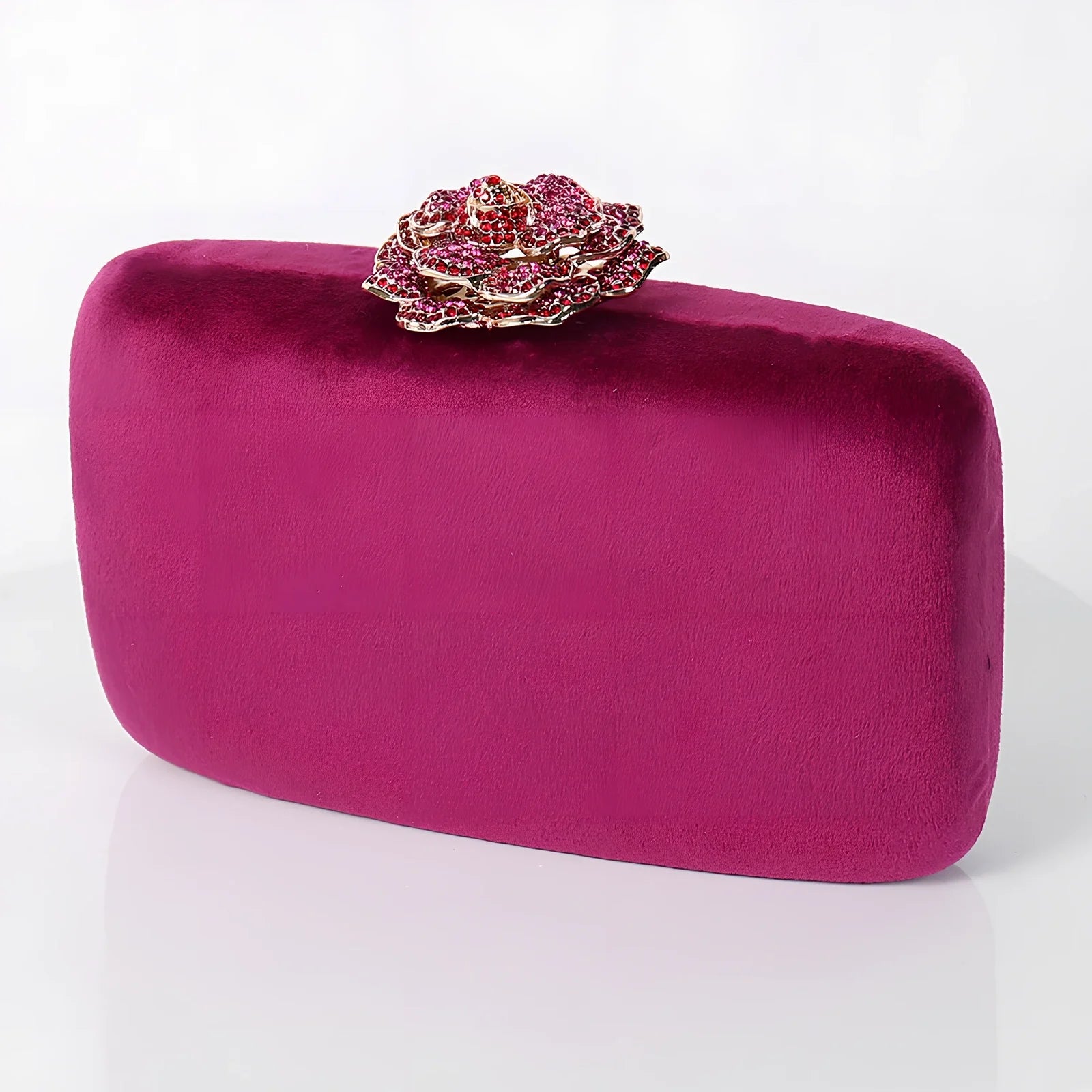 Suede diamond evening clutch bag in black with 17.5cm width, chain strap, and compact 13.8x5cm design for parties