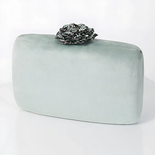 Suede diamond evening clutch bag in black with 17.5cm width, chain strap, and compact 13.8x5cm design for parties