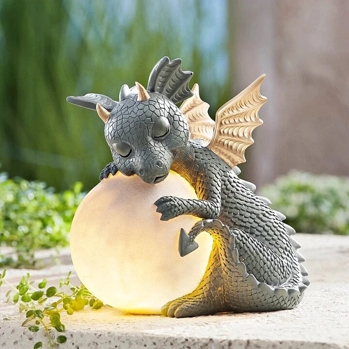 Small dinosaur meditation ornament for garden decor, made of durable resin with protective coating