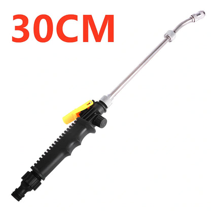 Adjustable copper high-pressure car wash water gun, 46.5cm black model with 5cm grip and nozzle