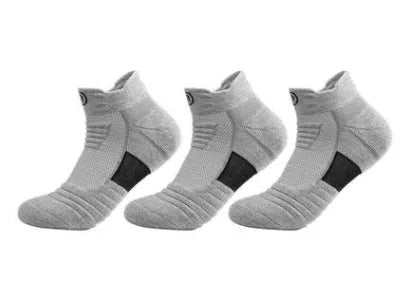 Elite men's thickened running socks with towel bottom deodorant quick-drying polyester-cotton blend short tube black