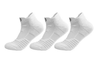 Elite men's thickened running socks with towel bottom deodorant quick-drying polyester-cotton blend short tube black