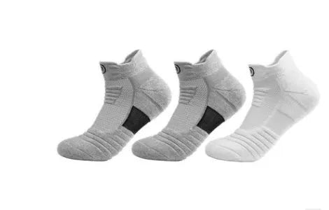 Elite men's thickened running socks with towel bottom deodorant quick-drying polyester-cotton blend short tube black