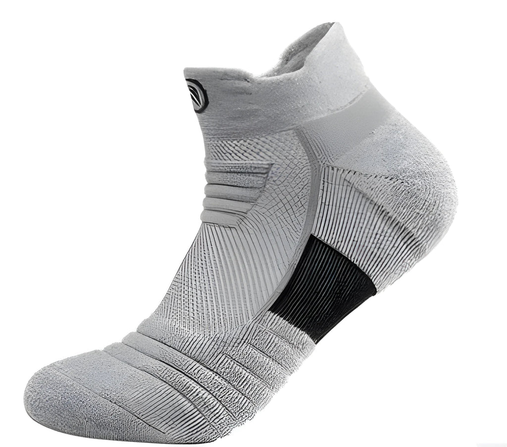 Elite men's thickened running socks with towel bottom deodorant quick-drying polyester-cotton blend short tube black