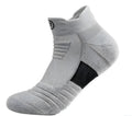 Elite men's thickened running socks with towel bottom deodorant quick-drying polyester-cotton blend short tube black