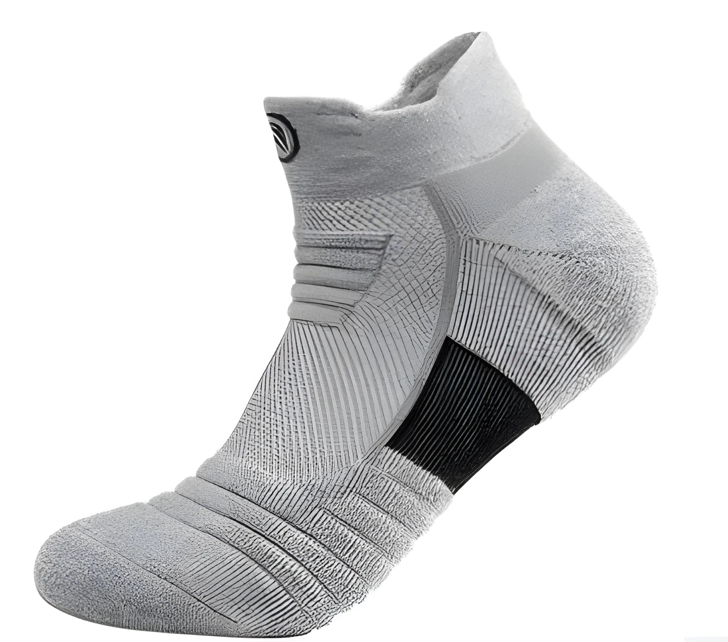 Elite men's thickened running socks with towel bottom deodorant quick-drying polyester-cotton blend short tube black