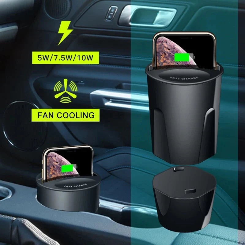Car wireless charging cup with phone mount for Samsung devices