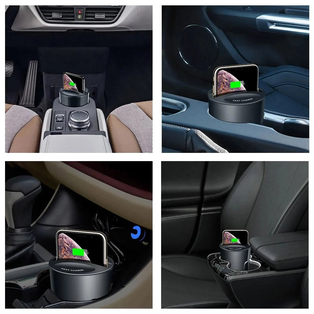 Car wireless charging cup with phone mount for Samsung devices