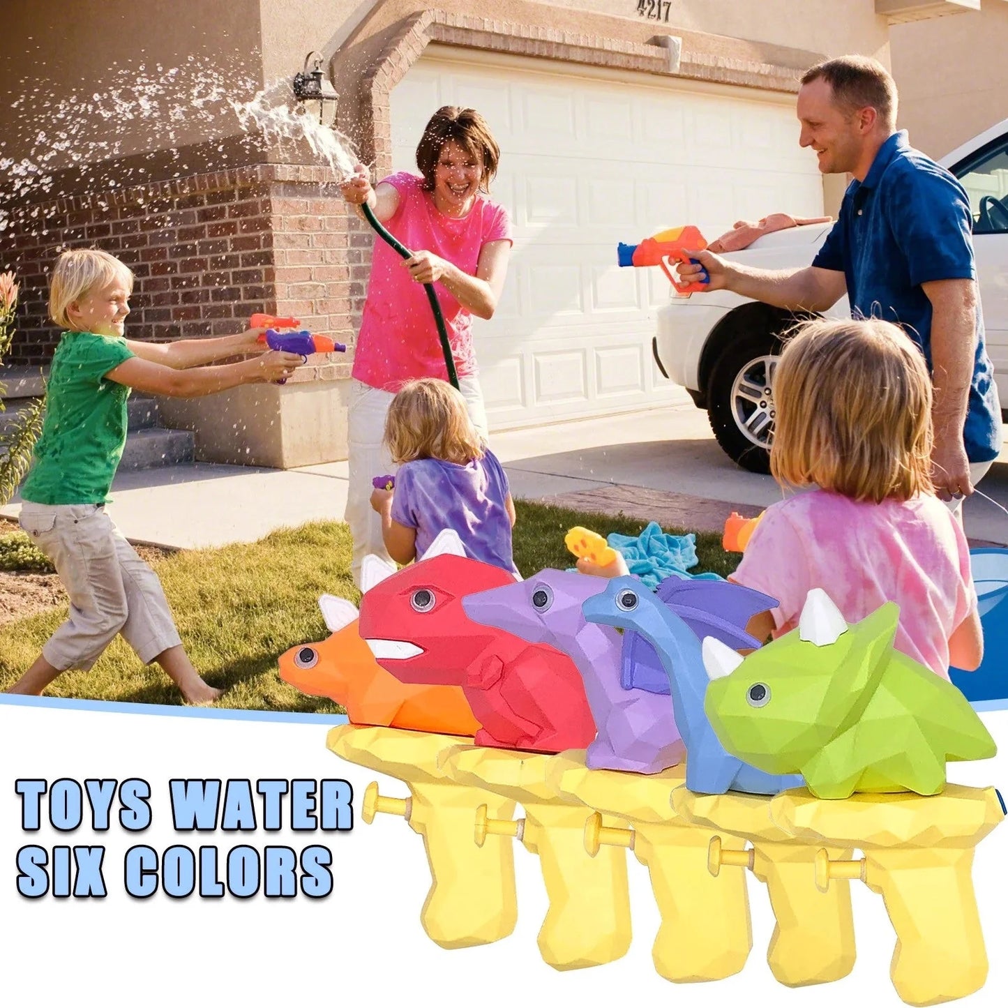 Dinosaur water guns for kids with unique designs and moving eyes