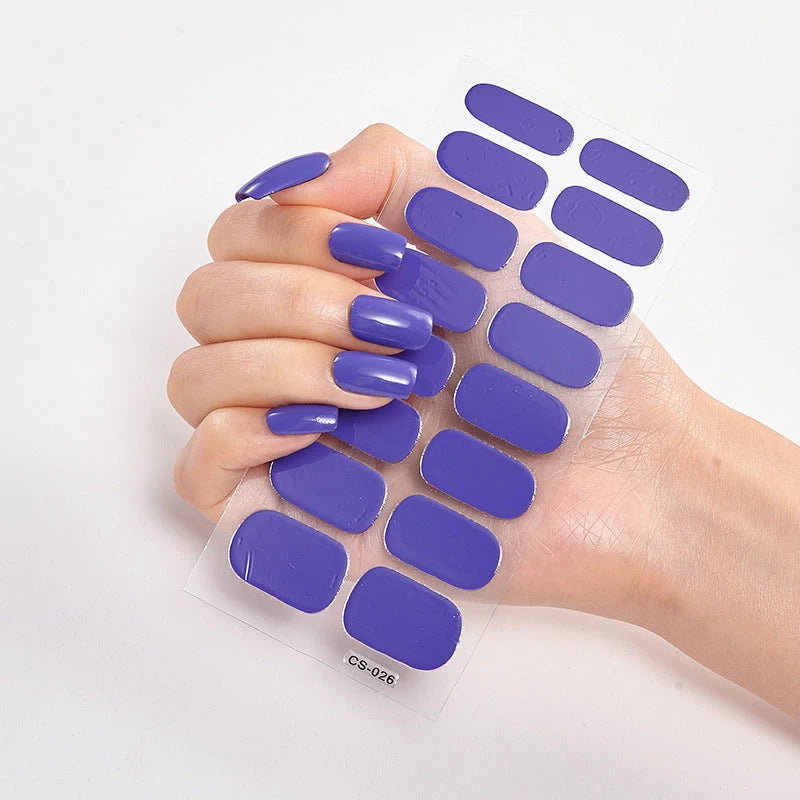 Pure Colour 16 Nail Stickers in various designs, made from eco-friendly resin ink