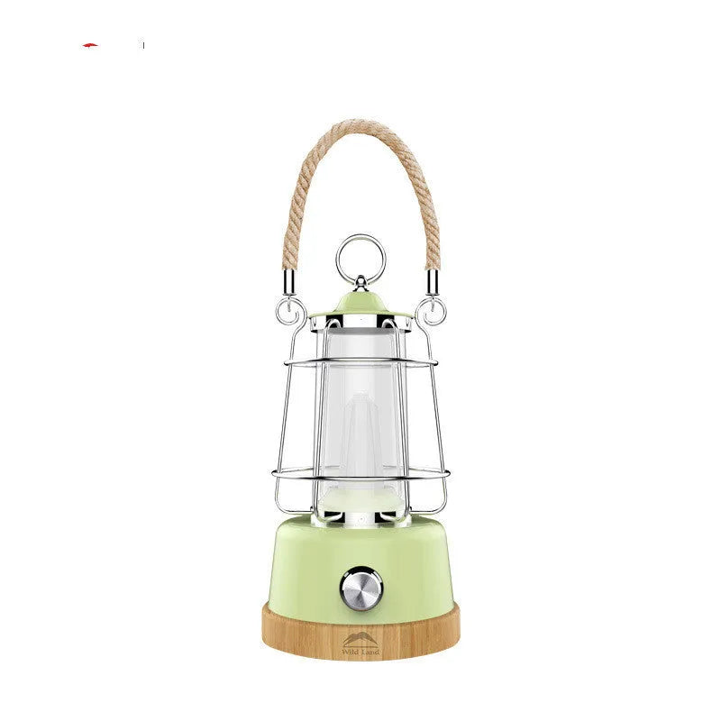 Retro horse lantern portable atmosphere LED light in black with metal and glass construction