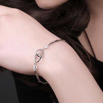 925 Sterling Silver Adjustable Charm Bracelet for Women with romantic detailing