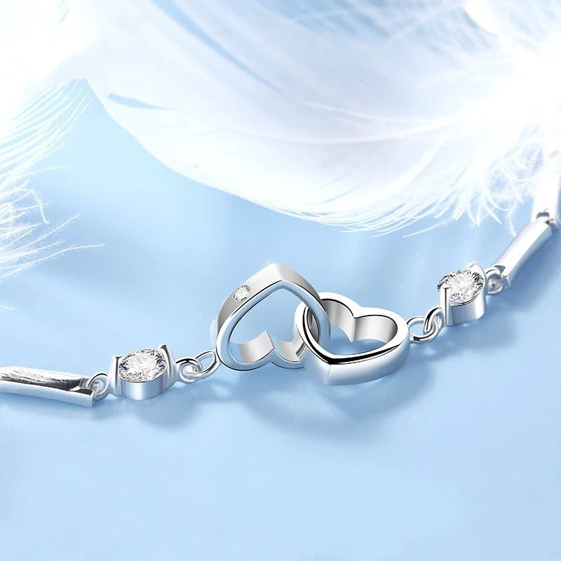 925 Sterling Silver Adjustable Charm Bracelet for Women with romantic detailing