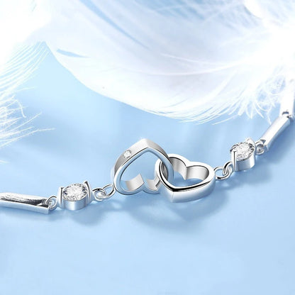 925 Sterling Silver Adjustable Charm Bracelet for Women with romantic detailing