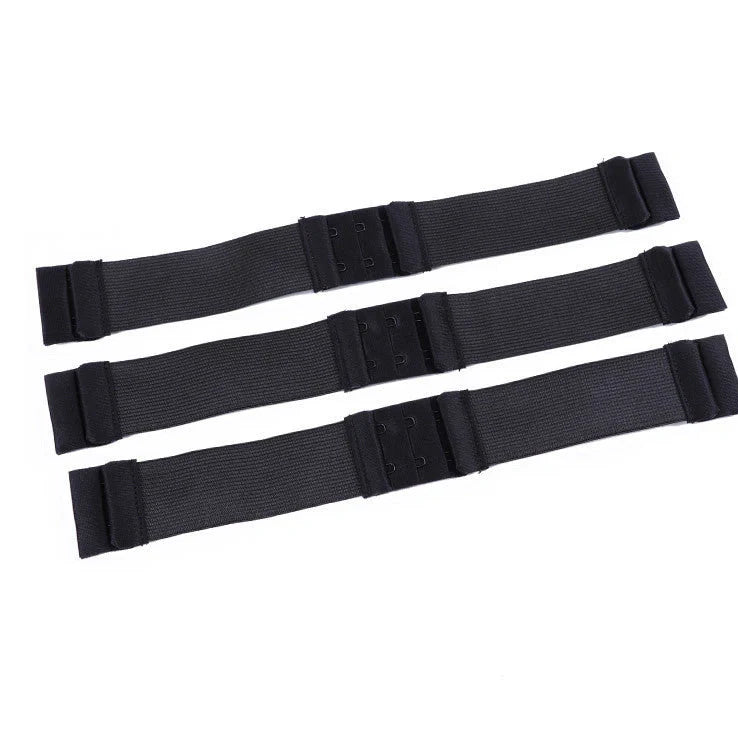 Adjustable elastic band wig with 31cm straight hair and bangs on mesh cap