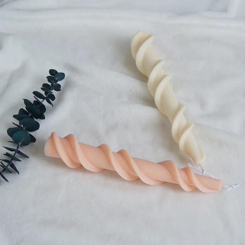 Screw wax silicone rotating lace candle mould for spiral taper candles