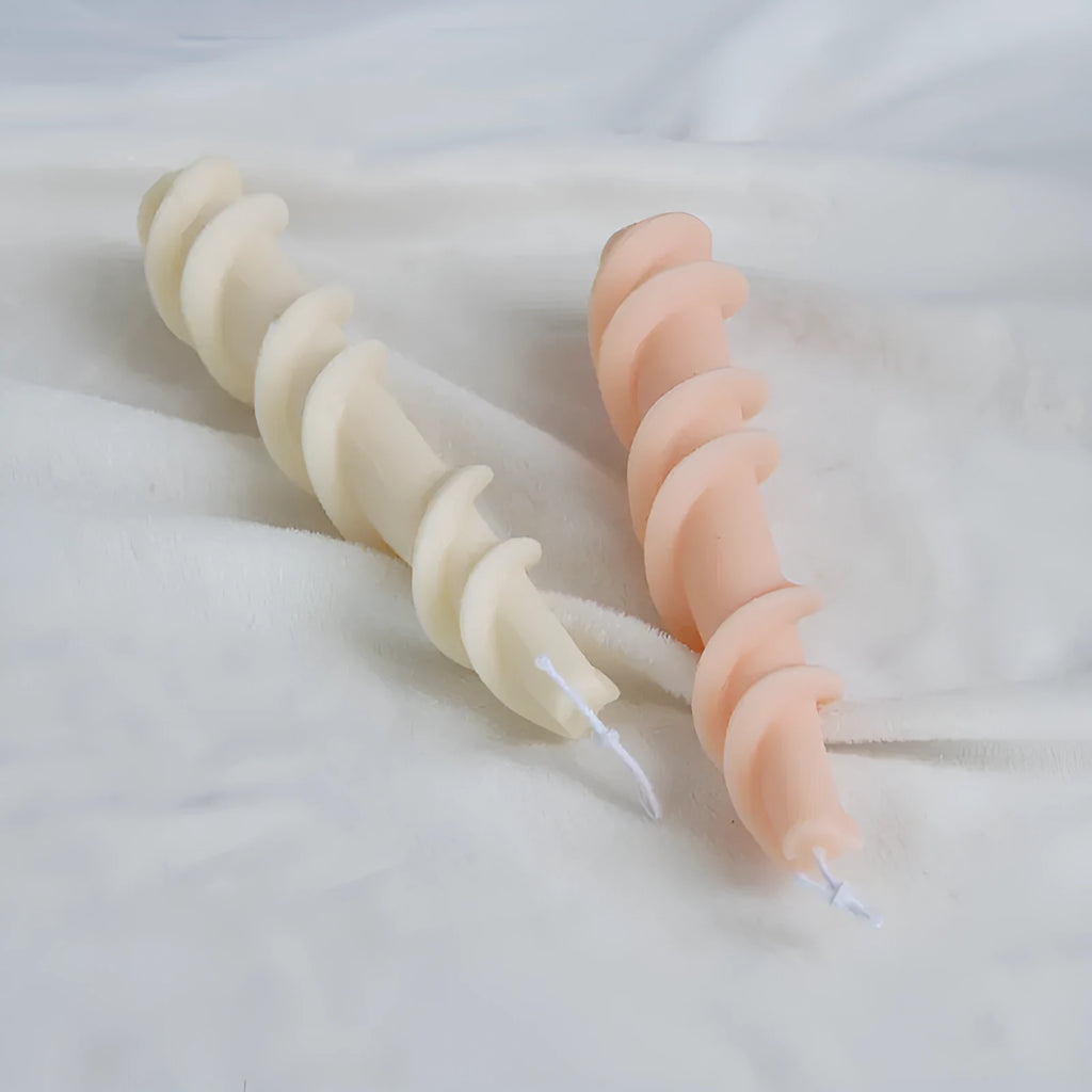 Screw wax silicone rotating lace candle mould for spiral taper candles