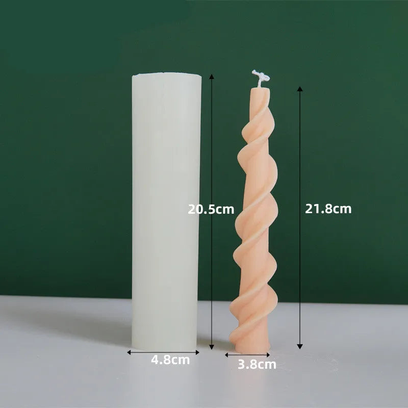 Screw wax silicone rotating lace candle mould for spiral taper candles