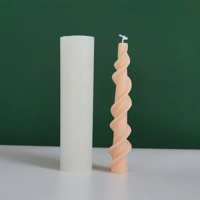 Screw wax silicone rotating lace candle mould for spiral taper candles