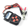KONNWEI KW208 black car battery resistance tester with display and test leads on a white background