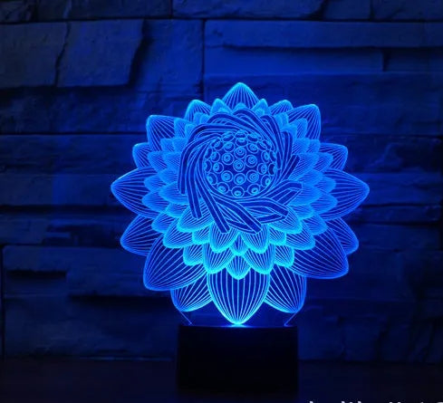 Lotus 2 3D touch LED night light with acrylic shade and seven colour options