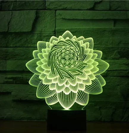 Lotus 2 3D touch LED night light with acrylic shade and seven colour options