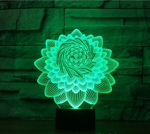 Lotus 2 3D touch LED night light with acrylic shade and seven colour options