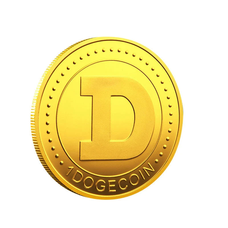 Gold or silver plated Dogecoin commemorative coin with cute dog pattern, 40mm diameter