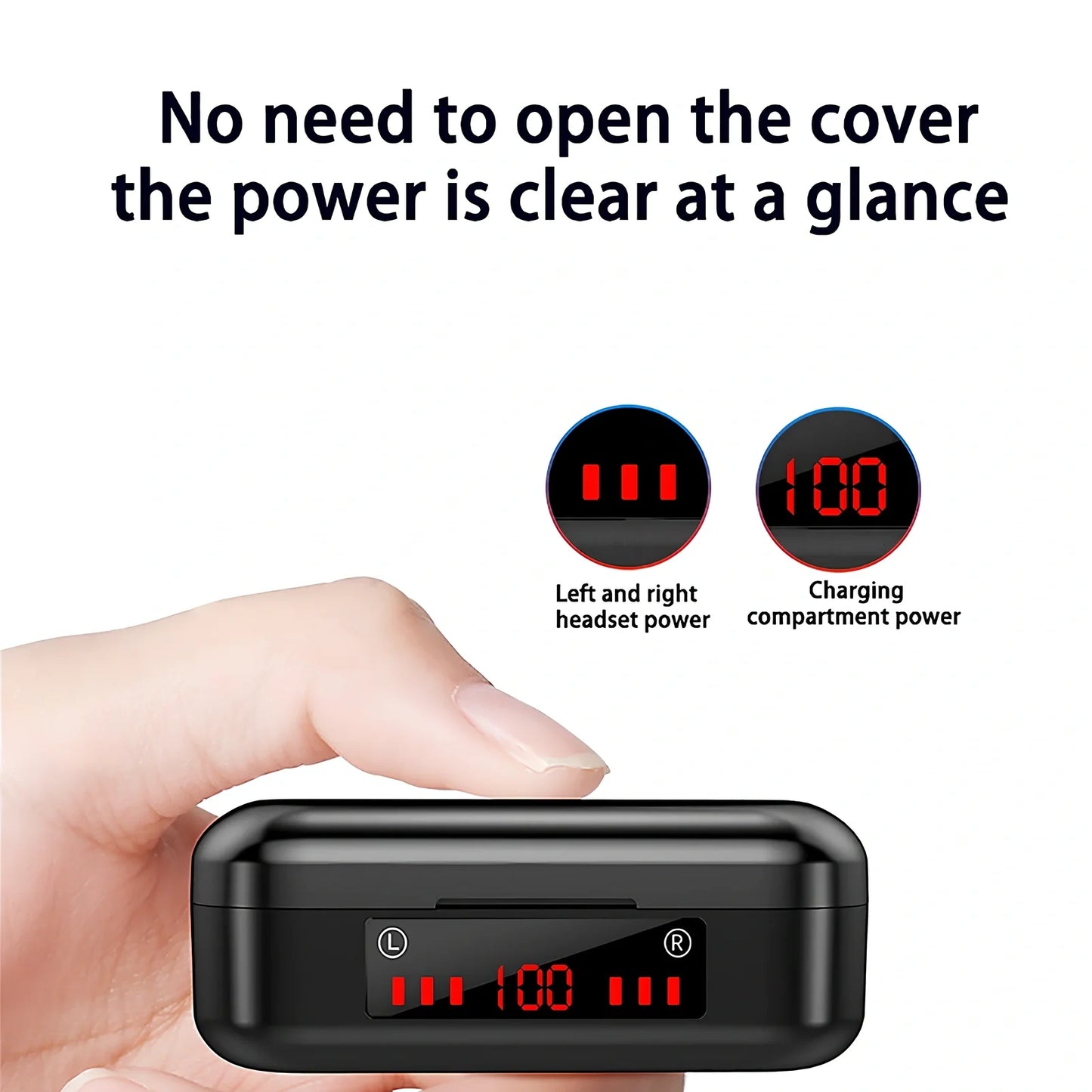 Wireless Bluetooth 5.0 TWS earbuds in V7 LED button version with charging box and ear caps