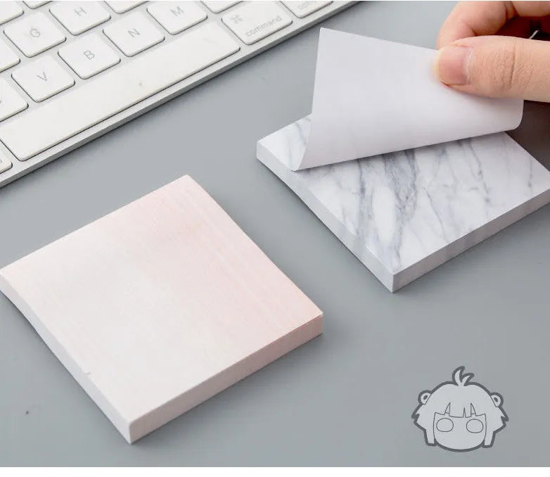 Lingyi cartoon note paper in cement grey, marble, and texture red colours, big and small tearable sticky pads