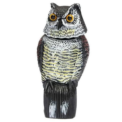 Realistic 360-degree rotation owl decoy for garden pest control and decoration